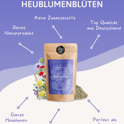 Hayflowers 250g - Hayflower blossoms for sitz baths during pregnancy - Hayflower baths, bath teas, wraps and compresses - for birth preparation | Birth preparation, sitz baths from Herzlich Natur