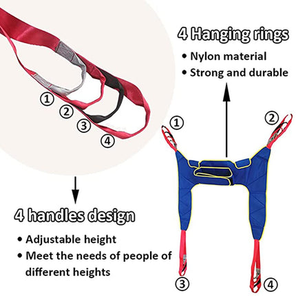 XYEJL Patient Lifter Lifting Belt Transfer Belt, Toileting Sling Patient Lifter with Waist Protection Belt and Split Leg Design, for Family, Hospital, Nursing Home, Load - 230 kg, A