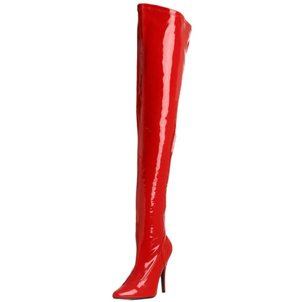 Higher heels PleaserUSA over-the-knee boots Seduce-3000 patent red size 39