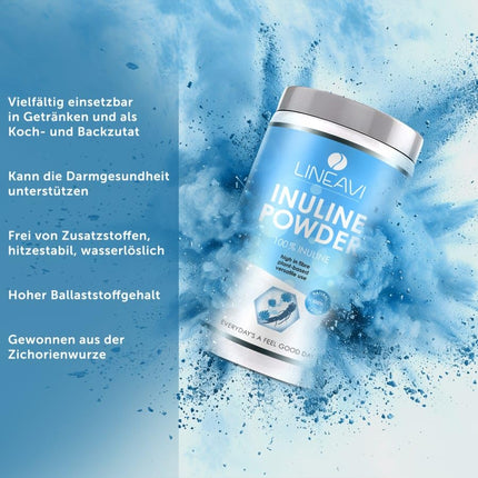LINEAVI Inulin Powder, 500g Inulin Powder, low-calorie fiber from chicory root (chicory), intestinal flora, suitable for drinks and for cooking and baking, made in Germany