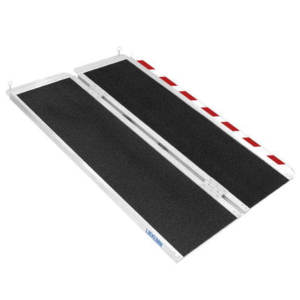 LIEKUMM Wheelchair Ramp 121 cm, 300 kg Load Capacity Aluminum Access Ramp Non-Slip, Wheelchair Ramp for Stairs, Portable Ramp for Wheelchairs, Door Thresholds, Home