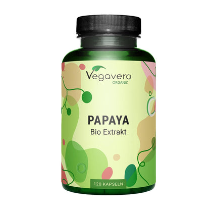 Organic Papaya Capsules Vegavero® | High Dosage: 1400 mg Extract | 120 Capsules | 100% Organic | Vegan &amp; No Additives | Laboratory Tested