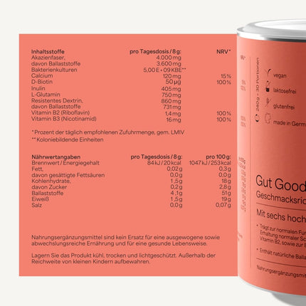 célv Gut Goodness | Raspberry/Cranberry drink powder for a good gut feeling, powder intestinal bacteria | Made in Germany | 30 servings