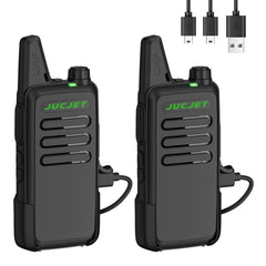 JUCJET T20 Rechargeable Two-Way Radio for Adults, Outdoor Mini Walkie Talkies with 16 Channels, VOX Squelch, License-Free PMR Radio (2 Pack)
