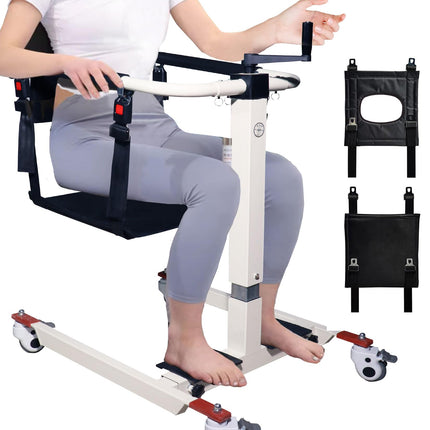 Patient lift transfer chair for seniors, height/width adjustable, patient lift wheelchair for car, portable bedside toilet shower chair for the elderly
