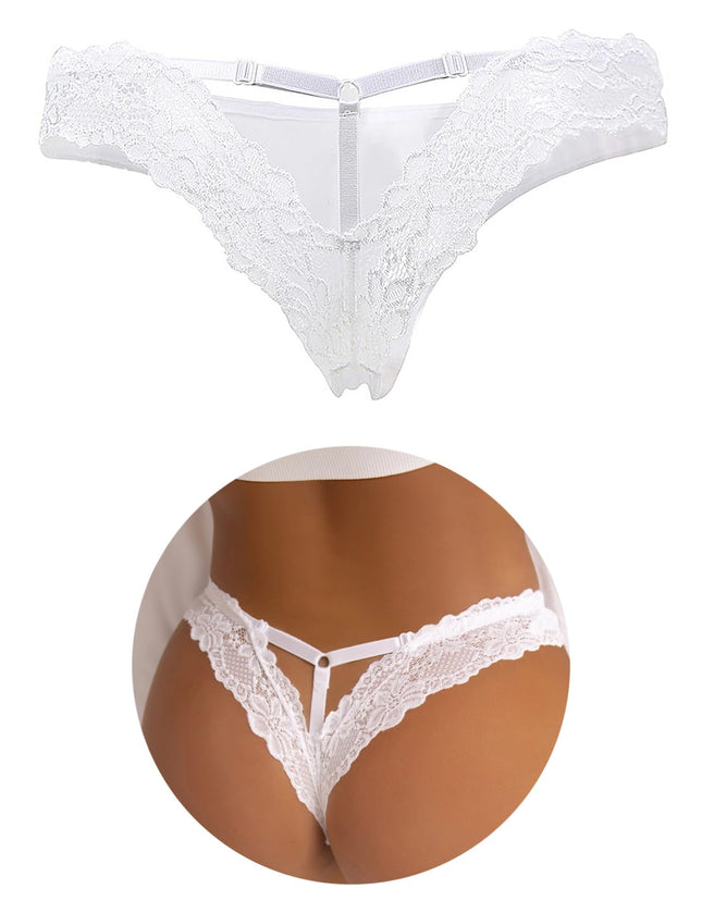 comeondear women's panties sexy string thong women's lace underwear Brazilian briefs bikini thong erotic panty T-back hipster lingerie large sizes underpants sexy lingerie (white, ML)