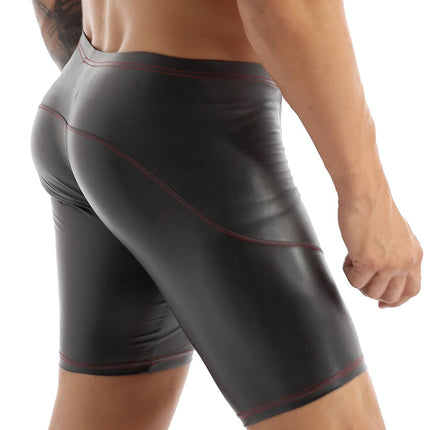 iEFiEL Men's Boxer Shorts Underpants Briefs Pants Hipster Patent Leather Wetlook Men's Underwear Black ML XL XXL Black XXL