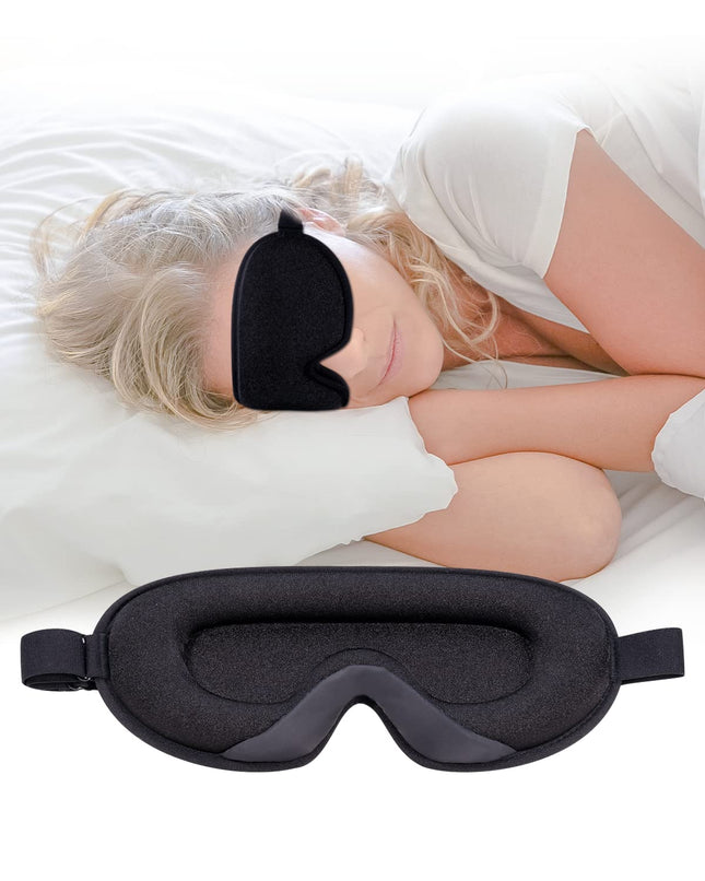 Sleep mask for side sleepers, 3D sleep mask for men, women, soft and breathable eye mask, 100% light-blocking sleep mask with adjustable strap for travel