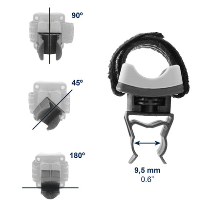 KMINA - Stick holder for rollator, wide rubber, crutch holder, walking stick holder, holder for wheelchair