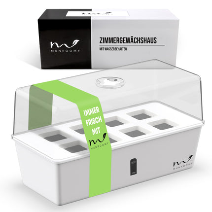 MUNROOMY Mini Greenhouse - Indoor Greenhouse with Self-Watering System - Propagator for Cuttings - Growing Kit for the Windowsill &amp; Indoor Herb Garden