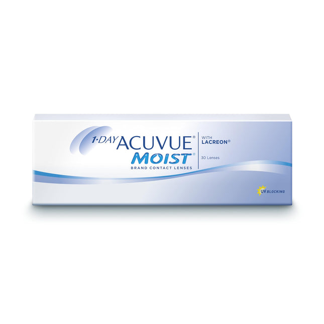 ACUVUE MOIST 1-Day Daily Contact Lenses for Sensitive Eyes &amp; Allergy Sufferers – Daily Contact Lenses with -3.25 dpt and BC 8.5 – UV Protection &amp; Comfortable Wear – 30 Lenses