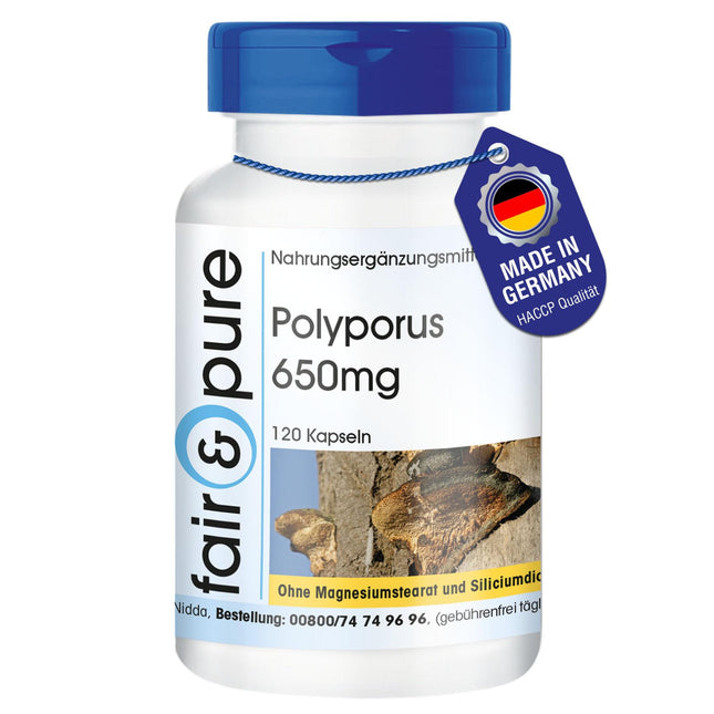 Fair &amp; Pure® - Polyporus 650mg - 120 Capsules - Polyporus umbellatus - vegan - without magnesium stearate
