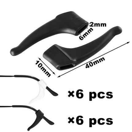 DIAONIAN 12 pieces 6 pairs of glasses holders ear, glasses temples, glasses slip stopper, glasses slip stop, anti-slip glasses temples, glasses holder sports, universal, for glasses, sunglasses, reading glasses