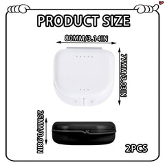 Pack of 2 braces boxes, denture boxes, glitter retainer boxes, dental splint boxes, retainer cases, denture boxes, for storing braces or dental splints (black and white)