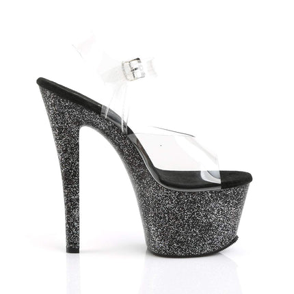Pleaser SKY-308MG, Women's Platform Sandals, Black (Black (Clr/Blk Glitter)), 38 EU (5 Women's UK)