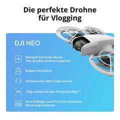 DJI Neo, mini drone with 4K UHD camera for adults, 135g self-flying drone that follows you, hand launch, subject tracking, QuickShots, stable video, built-in propeller guards (controller-free)