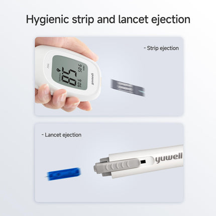 yuwell blood glucose meter set with test strips x 50 and lancets x 50, diabetes test ideal for home use, glucose meter for self-monitoring of blood sugar in diabetes (model 582)
