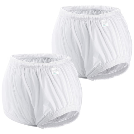Carer 2 Pack Incontinence Leak-Proof Underwear for Adults Plastic Diaper Cover Washable Reusable Waterproof Incontinence Underwear Unisex White Size M