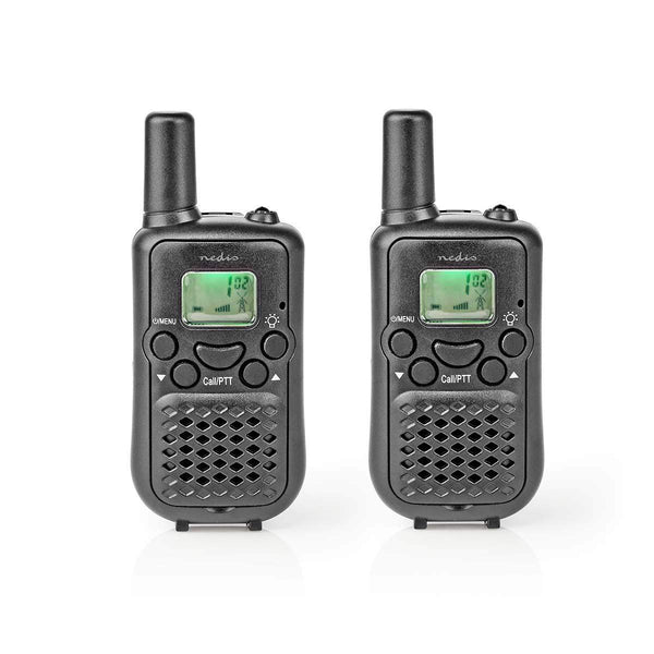 NEDIS Walkie-Talkie - Range 5 km - 8 Channels - 38 CTTS Codes (Subchannels) - Integrated Voice Activated Transmit (VOX) - Hands-free Use - LED Light - 2 Pack - Compact and Lightweight - Black