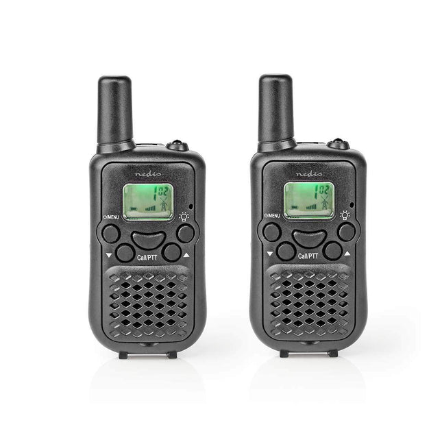 NEDIS Walkie-Talkie - Range 5 km - 8 Channels - 38 CTTS Codes (Subchannels) - Integrated Voice Activated Transmit (VOX) - Hands-free Use - LED Light - 2 Pack - Compact and Lightweight - Black