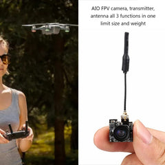 Alomejor AIO FPV Camera Wireless Video Transmitter with 800TVL HD Micro Cam for NTSC PAL Drones Racing Cars FPV Goggles Screens