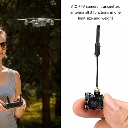Alomejor AIO FPV Camera Wireless Video Transmitter with 800TVL HD Micro Cam for NTSC PAL Drones Racing Cars FPV Goggles Screens