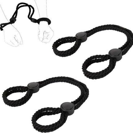 BDSM Sex Bondage, Sex Bondage Handcuffs Restraints, 2 Bondage Rope Set for Wrists and Ankles, with Adjustable Leg Loops, Handcuffs, for Couples Sex Toys (Black)