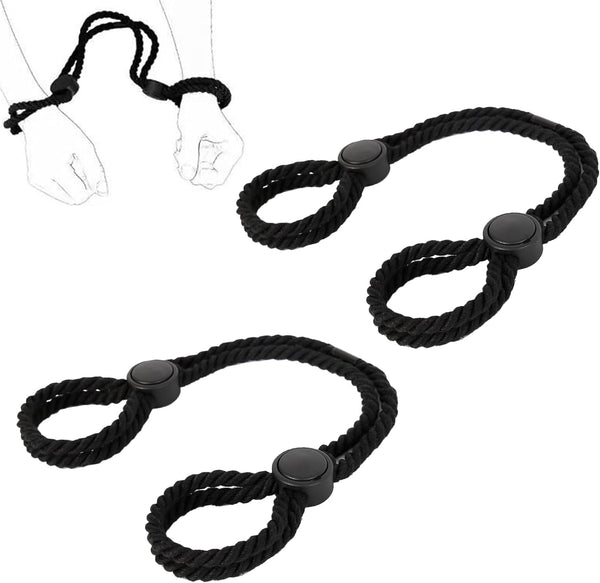 BDSM Sex Bondage, Sex Bondage Handcuffs Restraints, 2 Bondage Rope Set for Wrists and Ankles, with Adjustable Leg Loops, Handcuffs, for Couples Sex Toys (Black)