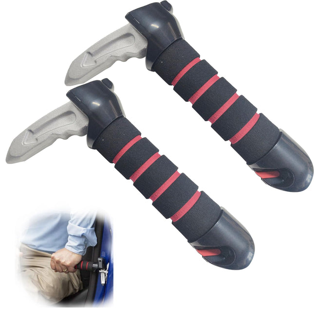 Car exit aid, 2 pieces car entry aid, 3 in 1 multifunctional car grab bar, window breaker, seat belt cutter, support handle car exit aid for seniors, disabled people, pregnant women