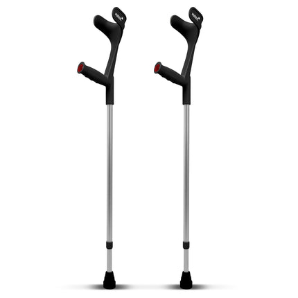 Crutches Black Pair Classic 140 Kg Forearm Crutch from Ossenberg with Ergo Soft Grip Walking Aid Pulox Design
