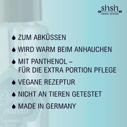 Magic Oil Original Dildofee SINSIN - warming oil - fruity and kissable - Made in Germany (Pina Colada)