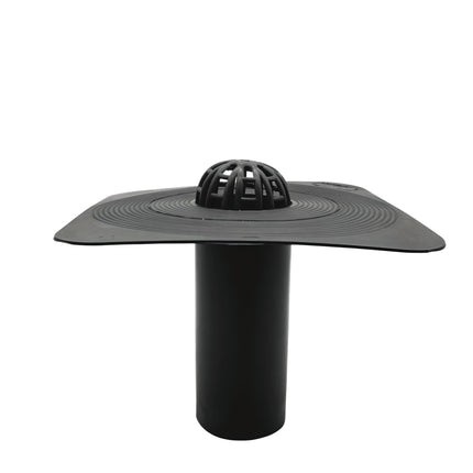 Flat roof drain DN50 to DN150 with leaf catcher, flat roof drain, roof sealing, square roof drain including leaf catcher, roof drainage, parapet drain, special hard PVC (roof drain DN50)