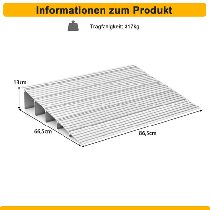 COSTWAY Door Threshold Ramp, Wheelchair Ramp Aluminum with Adjustable Ramp Design &amp; 317 kg Load Capacity, Curb Ramp Non-Slip for Wheelchairs, Strollers (13 cm Height)