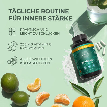 Primal Harvest ® Multi-Collagen - 120 Collagen Capsules High Dosage - Premium Collagen Complex - GMP-certified &amp; made in Germany - Gluten- &amp; soy-free