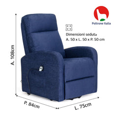 POLTRONE ITALIA Chanel 2 Motors PERSONALIZED Armchair with 2 Wheels Micro Spring Seat Fluffy Blue
