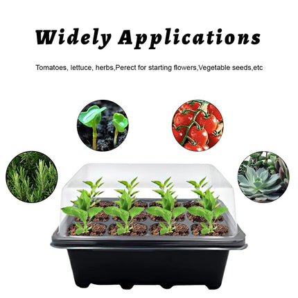FainFun Indoor Greenhouse Propagator, 3-Piece Small Propagation Tray Set with Lid, Mini Reusable Plastic Propagation Tray, Greenhouse Set with 2 Small Garden Tools + 10 Plant Labels