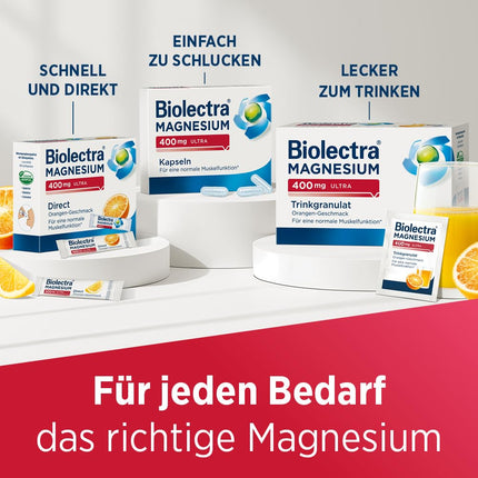 Biolectra Magnesium 400 mg Direct Sticks Orange, 60 pieces: For normal muscle function in cases of increased need, Magnesium Direct Sticks, high dosage