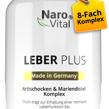 Liver Cure Milk Thistle Capsules High Dose - 80% Silymarin, Artichoke, Dandelion, Curcuma, Desmodium and Choline for the Liver Test Winner - 8-Fold Complex