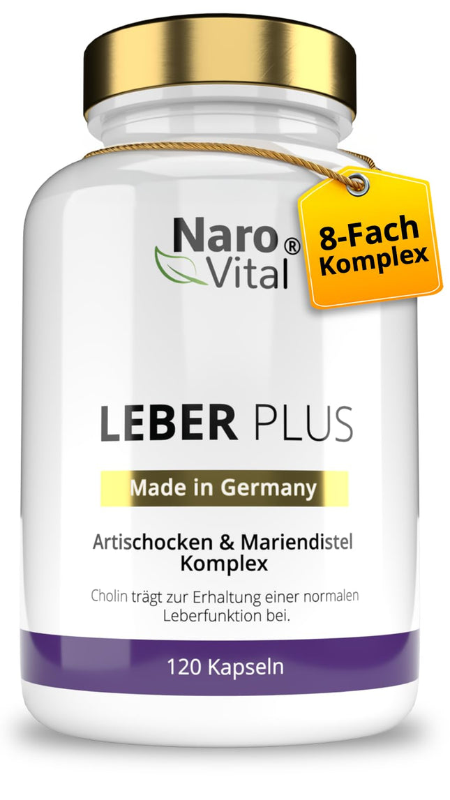 Liver Cure Milk Thistle Capsules High Dose - 80% Silymarin, Artichoke, Dandelion, Curcuma, Desmodium and Choline for the Liver Test Winner - 8-Fold Complex