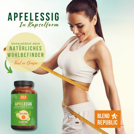 BLEND REPUBLIC® 180 x Apple Cider Vinegar Capsules High Dose &amp; Natural | 1000mg Apple Cider Vinegar per Daily Dose | Vegan &amp; Laboratory Tested | Apple Cider Vinegar | 3 Month Supply
