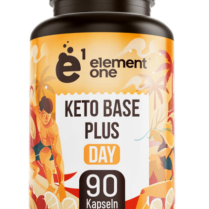 Keto Base Plus Day - Daily Keto Complex - 90 vegan capsules - with ginger, green tea extract, cayenne pepper, and caffeine - popular with athletes and fitness enthusiasts - vegan, gluten-free, and lactose-free