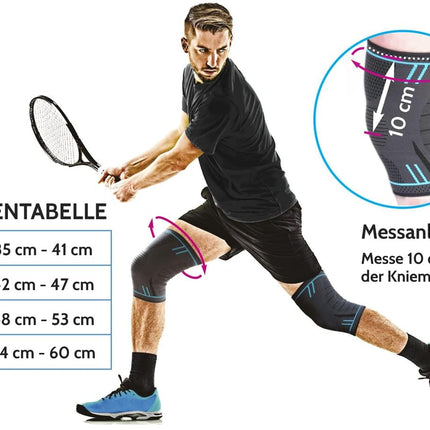 AGILE NOW® Knee Support Set of 2 Premium stabilizes and protects the joints during every movement, knee support for women and men, non-slip and breathable knee pads, for every sport (M | Blue)