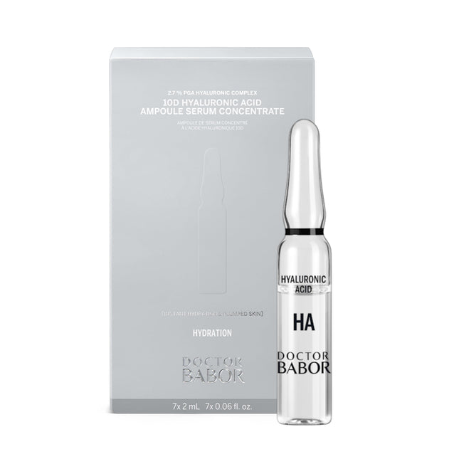 DOCTOR BABOR 10D Hyaluronic Acid Ampoule Serum Concentrate | Intensive moisturizing care with 10 types of hyaluronic acid for a radiant complexion | Serum for all skin types | vegan | 7 x 2 ml