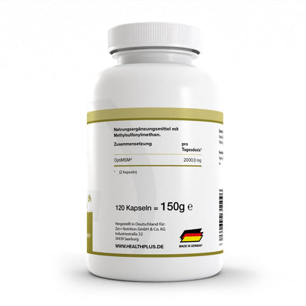 Zec+ Health+ MSM Capsules - 120 capsules with high dosage of OptiMSM, multi-distilled, Made in Germany