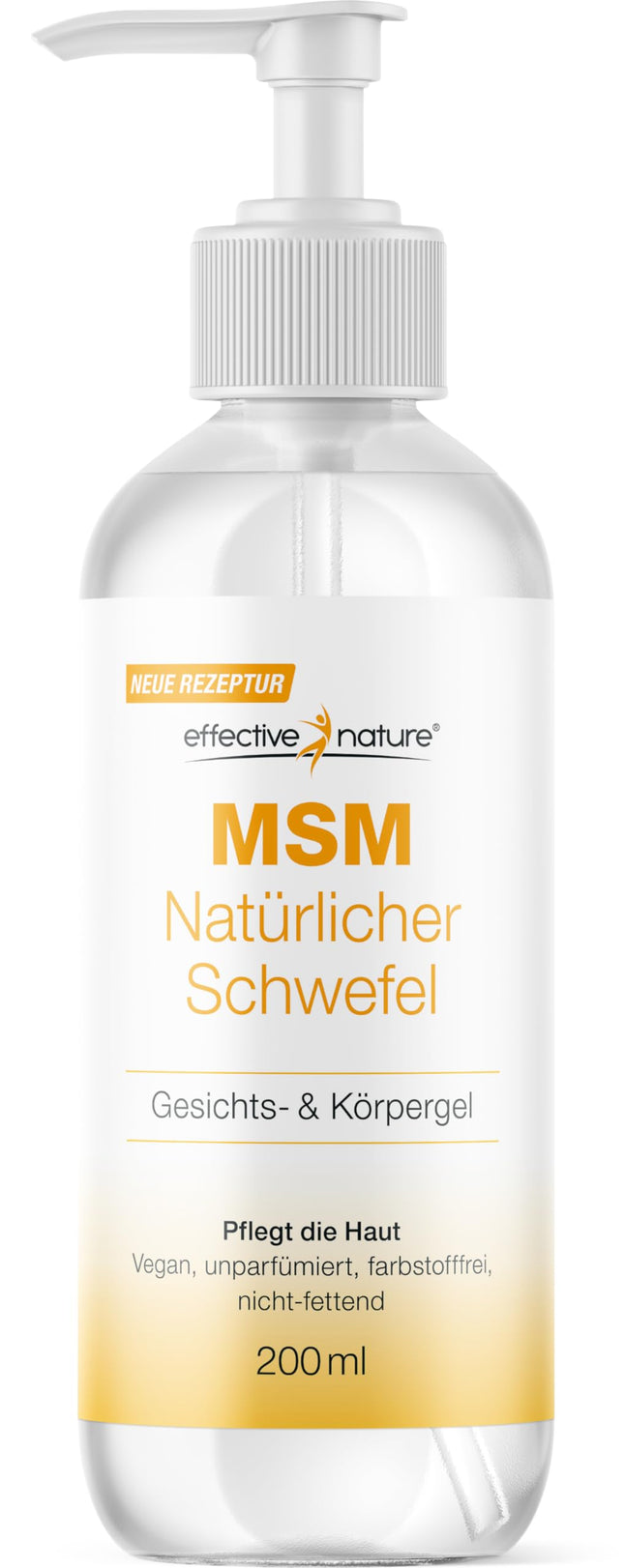 MSM Gel for Face and Body - 200 ml - Free from fragrances and dyes - MSM Lotion without Sodium Benzoate - High-quality MSM sulfur from the USA