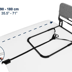 KMINA - Bed rail fall protection foldable 90 to 180 cm, adjustable stand-up aid bed seniors, foldable adults