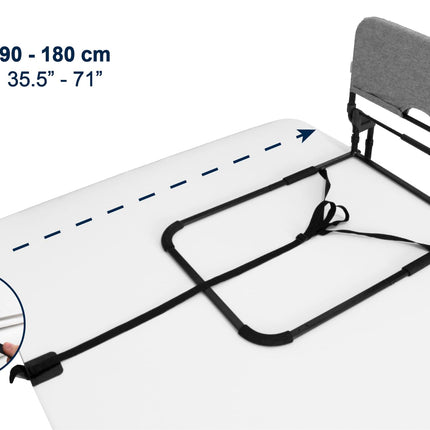 KMINA - Bed rail fall protection foldable 90 to 180 cm, adjustable stand-up aid bed seniors, foldable adults