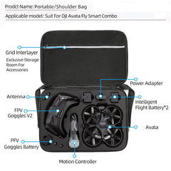Portable Carrying Case for DJI Avata Goggles2 FPV2 Drone, Storage Bag for Avata Drone with Shoulder Strap, Black