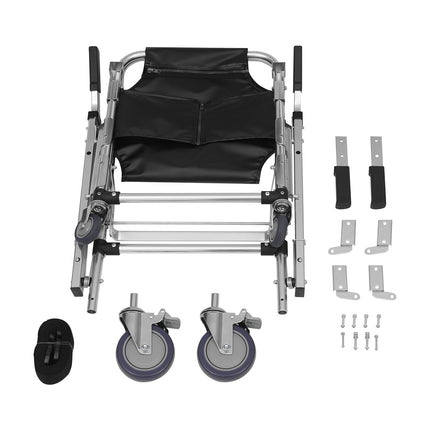 VonVVer Stair Chair for Seniors, Foldable, 160KG Load Capacity - Evacuation Chair for Stairs with Safety Belts, Stair Lift, Stair Climber, Wheelchair, Emergency Stair Climbing Wheelchair (Black)