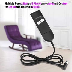 Tbest Remote Control for TV, Ersatile, Remote Control Replacement, Lift Ch Controller, Multi-use, 2 Buttons, 5-pin Connector, Control for Lift Chs, Electric Recliner
